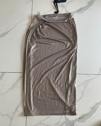 Gonna Pinko midi effeto laminato beige - Nuova