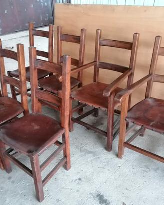 Sedie legno con seduta in pelle