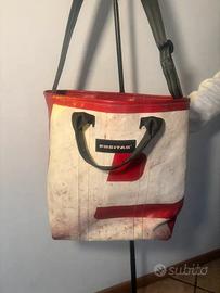 Borsa Freitag originale tote rosso bianco con trac