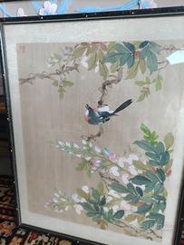 cornice e pittura su seta vintage