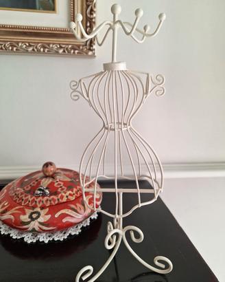 Porta gioielli manichino metallo bianco