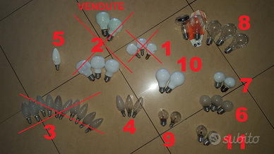 15 lampadine ad incandescenza + 2 alogene, usate