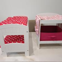 lettino e fasciatoio in legno per bambole