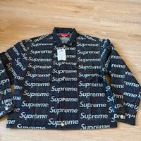 Supreme Jacquard Logos Denim Trucker Jacket L