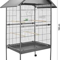 Gabbia per uccelli spaziosa con tetto spiovente 