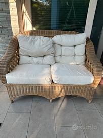 Set divano due posti e poltrone in rattan