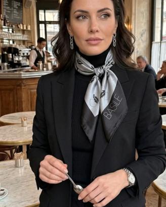 foulard Basile grigio e nero elegante raffinato