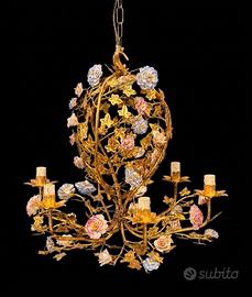 Lampadario fiorentino dorato