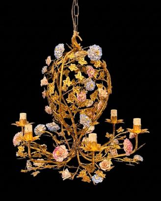 Lampadario fiorentino dorato