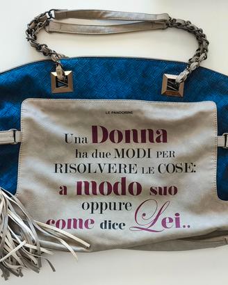 Borsa Le Pandorine donna blu grigio shopper