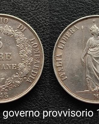 5 lire 1848 G. provvisorio 110€