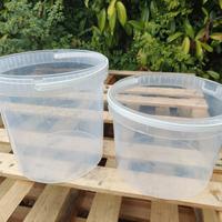 secchi in plastica con coperchio, 2 tipi
