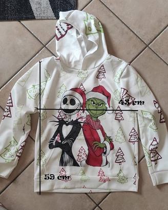 felpa per bambini/ragazzi con Grinch e Jack 