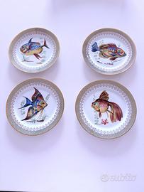 Set n 4 piatti piani Kronen Porzellan  con pesci