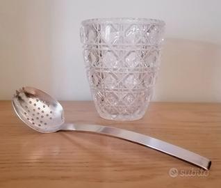 Caraffa portaghiaccio  con cucchiaio argento