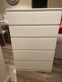 Cassettiera Verticale "Slim White" – 5 Cassetti