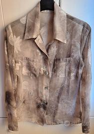 Camicia fantasia fiori e altro,trasparente,elegant