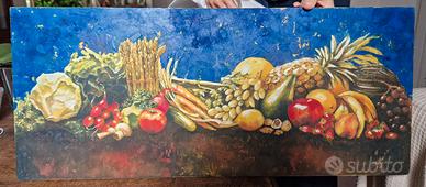 Quadro natura morta, olio su pannello di legno