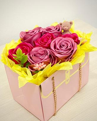 Fiori in nastro di raso/candela a forma di orsetto