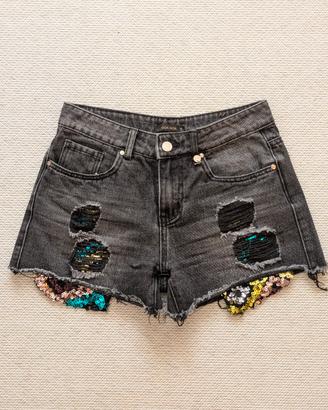 Pantaloncini jeans neri Goa Goa con paillettes 