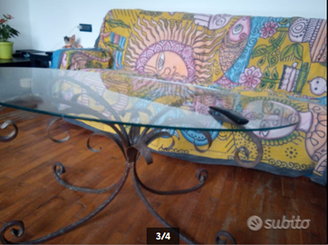 tavolino vetro ferro battuto