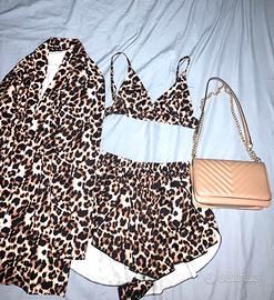 Set completo leopardato piu borsa tracollo