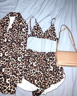 Set completo leopardato piu borsa tracollo