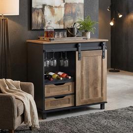 Madia Industriale Acciaio 60x78 cm Nero e Marrone