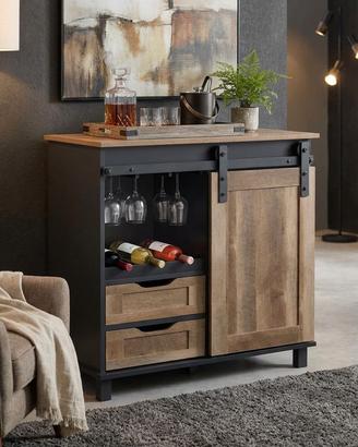 Madia Industriale Acciaio 60x78 cm Nero e Marrone
