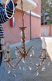 lampadario piu due applique vintage in ottone 