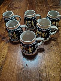 6 boccali birra in ceramica 