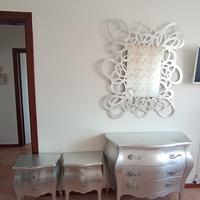 Como'+comodini e specchio in Foglia argento