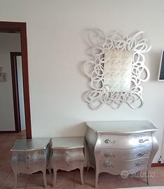 Como'+comodini e specchio in Foglia argento