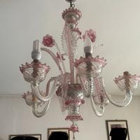 Lampadario in vetro soffiato di murano