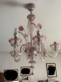Lampadario in vetro soffiato di murano