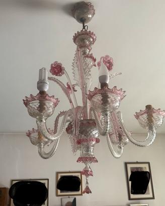 Lampadario in vetro soffiato di murano