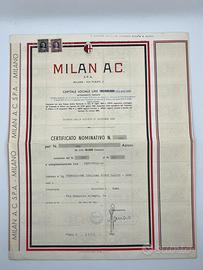 Certificato azionario Storico Milan AC 1968