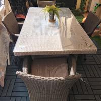 Tavolo  da esterno in rattan con 4 sedie