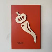 Quadro in legno con corno portafortuna in rilievo