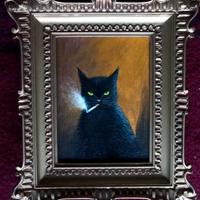 Quadro gatto Olio su tela