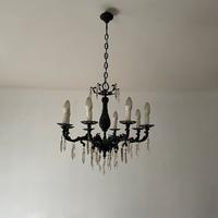 Lampadario in ottone anni 50 ammodernato in nero.