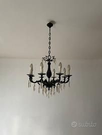 Lampadario in ottone anni 50 ammodernato in nero.