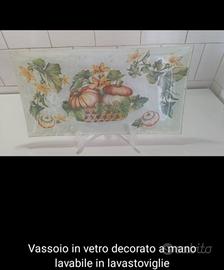 vassoio in vetro decorato a mano 