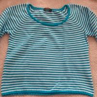 Maglia in cotone bianco e azzurra TJ Collection