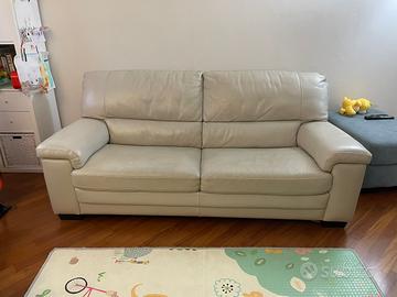 Divano in pelle avorio 3 posti
