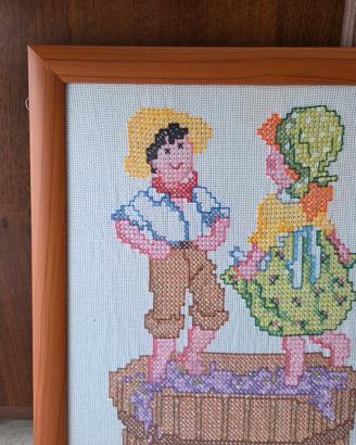 Quadro fatto mano a punto a croce: vendemmia