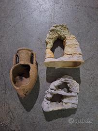 Acquario arredi attrezzature set 3 pezzi rocce