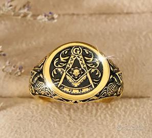Anello massonico in argento sterling 