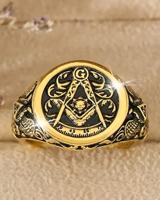 Anello massonico in argento sterling 