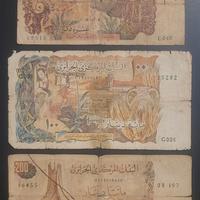 LOTTO BANCONOTE ALGERIA 10 100 200 DINARS 1970-83